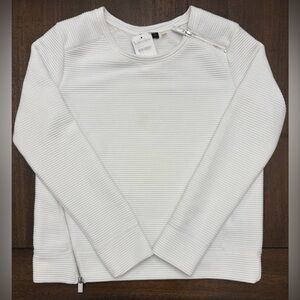 NWT Women's White Dex‎ 1963 Ribbed Zipper Sweater Size Medium